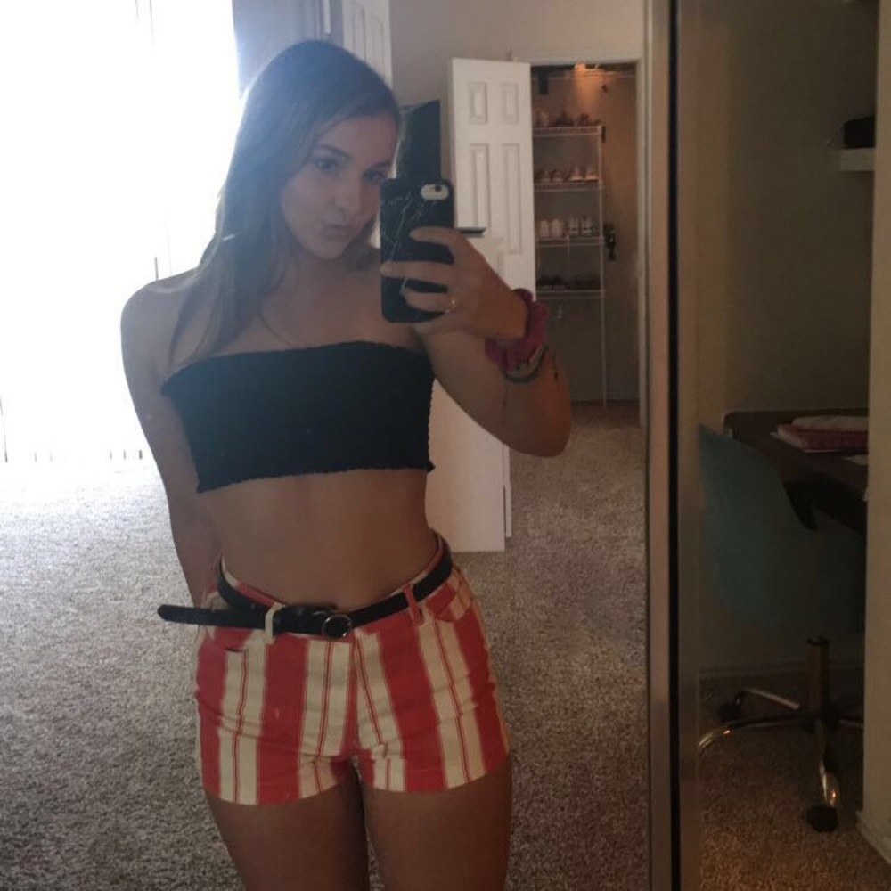 Red and Cream Stripped Shorts